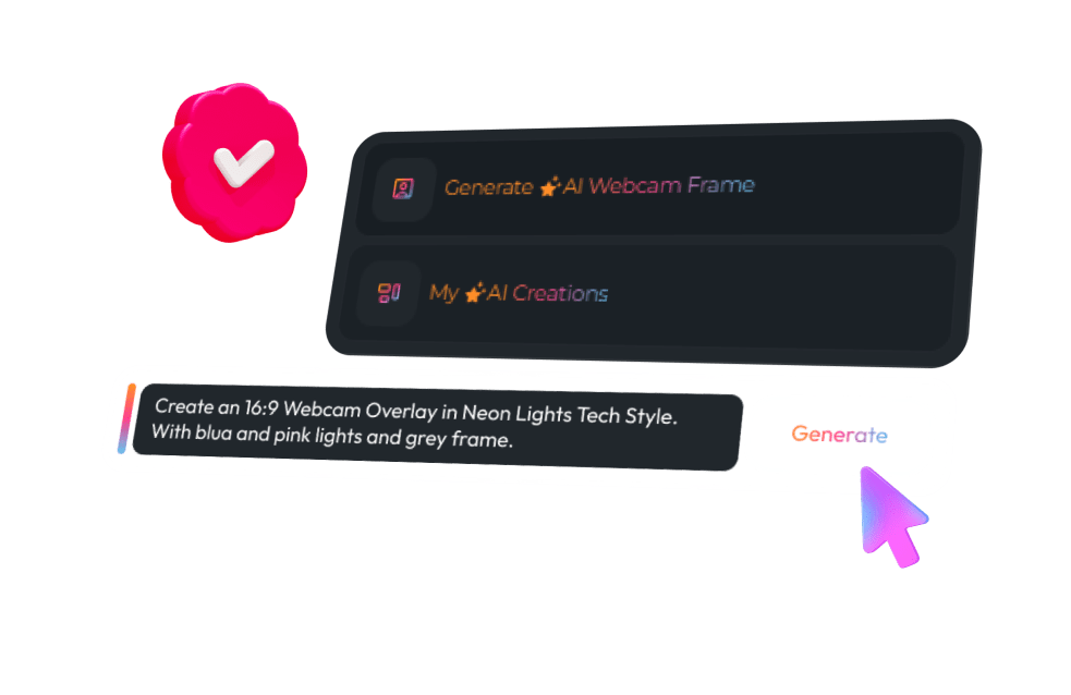 Prompt input field for generating a neon webcam overlay.